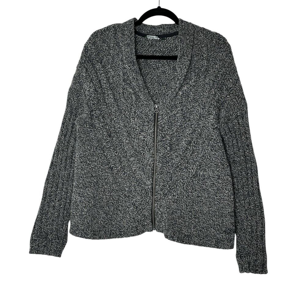Woolrich Sweater Women Large Gray Merino Wool Blend‎  Zip Cardigan Outdoor Cozy